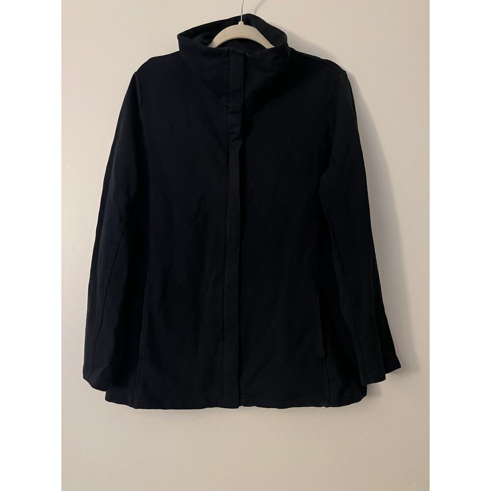 Eileen Fisher Black Cotton Zip Up Jacket Sz XL - Picture 2 of 6